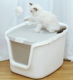 Top Entry Cat Litter Box with Perforated Cover and Scoop, New Cat Litter Drawer Cat Toilet Fully Secured Litter Box, Cats Jump in Entry Dome