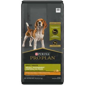 Purina Pro Plan Weight Management for Adult Dogs Chicken Rice 34 lb Bag