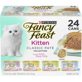 Purina Fancy Feast Classic Pate Wet Cat Food for Kittens 3 oz Boxes (24 Pack)