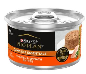 Purina Pro Plan Chicken and Spinach Entree Wet Cat Food, Grain-Free, 3 oz Cans (24 Pack)
