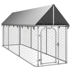Outdoor Dog Kennel with Roof 157.5"x39.4"x59.1"