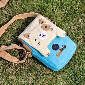 [Beige Dog] Embroidered Applique Swingpack Bag Purse / Wallet Bag / Camera Bag (3.9*5.1*1.2)
