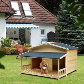 Durable Waterproof Dog Houses for Small Medium Large Dogs Outdoor & Indoor, Wooden Puppy Shelter Large Doghouse with Porch for Winter