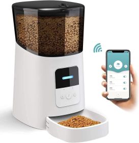 Automatic Pet Feeder with Programmable Meals and Portions. 6L Auto Dry Food Dispenser with App Control; WiFi Enable; 10s Voice Recorder & Dual Power f