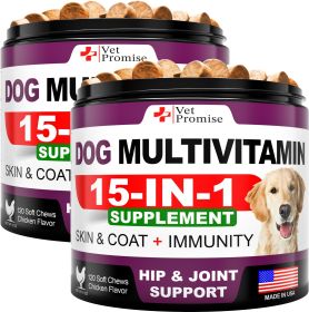 2 Pack Dog Multivitamin Chewable with Glucosamine Dog Vitamins and Supplements Senior a Puppy Multivitamin for Dogs Pet Joint Support Health Immunity