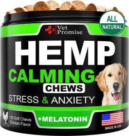 Hemp Calming Chews for Dogs with Anxiety and Stress Dog Calming Treats Dog Anxiety Relief Melatonin for Dogs Hemp Oil for Dogs 120 Treats