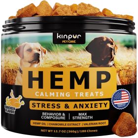 Natural Calming Chews for Dogs with Hemp Oil and Valerian Root Chicken Flavor 180 Chews