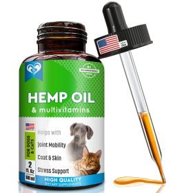 Cat and Dog Hemp Oil Drops Pet Calming Anti Anxiety and Herbal Stress Relief Natural Organic Liquid Medication for Arthritis Dog Sedative Supplements