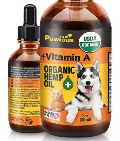 Hemp Oil for Dogs and Cats Large 2oz Bottle Made in USA Joint Pain and Anxiety Relief Arthritis Seizures Calming Aid Supplement with Vitamins A C E an