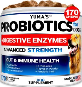 Probiotics for Dogs and Digestive Enzymes 170 Dog Probiotics Chews Pet Fiber Supplement Anti Diarrhea Upset Stomach & Gas Relief Constipation Canine P
