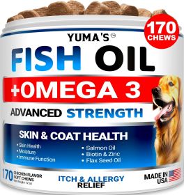 Omega 3 Fish Oil for Dogs 170 Chews Skin and Coat Supplement Omega 3 for Dogs Dry & Itchy Skin Relief Treatment Allergy Support Dog Anti Shedding Trea