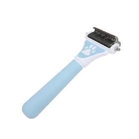Dog Brush Pet Hair Remover Double Sided Open Knot Comb Dog Dematting Tool Deshedding Dog Brush - Double-Sided Pet Hair Remover For Cats & Dogs - Under (Color: Blue)