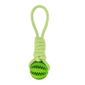 Dog Toys Treat Balls Interactive Hemp Rope Rubber Leaking Balls For Small Dogs Chewing Bite Resistant Toys Pet Tooth Cleaning Bite Resistant Toy Ball (Color: Green)