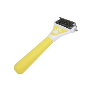 Dog Brush Pet Hair Remover Double Sided Open Knot Comb Dog Dematting Tool Deshedding Dog Brush - Double-Sided Pet Hair Remover For Cats & Dogs - Under (Color: Yellow)