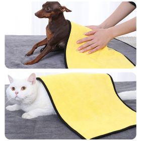 New coral velvet speed pet dry towel dog cat bath towel soft absorbent pet bath towel (Color: [For adult cats] 30 * 60cm, size: yellow)
