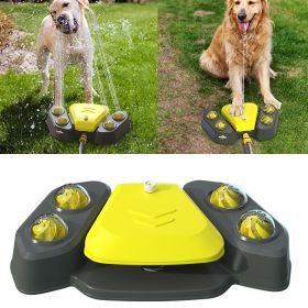 Dog Sprinkler Outdoor Canine Water Fountain Easy Paw Activated 2 Aqua Outlet Modes Hose Dispenser for Big and Small Dogs (Color: Yellow)