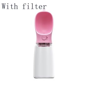 Pet Water Cup Outdoor Portable Water Bottle (Color: Pink With filter, style: 550ML)