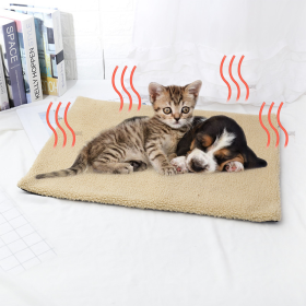 Self Heating Pet Mat; Non-Electric Pet Warming Pad; Self Warming ; Extra Warm Pet Mats For Dog & Cat (Color: Beige, size: 60*45cm/23.6*17.7in)