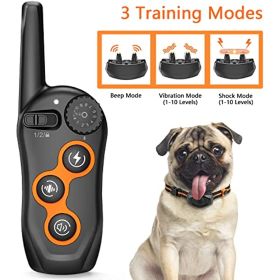 Dog Training Collar; 100% Waterproof Dog Shock Collar with Remote Range 1300ft; 3 Training Modes; Beep; Shock; Vibration; Rechargeable Electric Shock (Color: 1 receptore set)