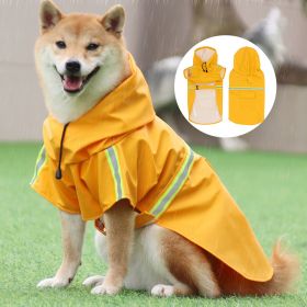 large and small dog raincoat cloak type reflective strip pet raincoat windproof rainproof dog hooded raincoat (colour: Yellow, size: M (2-3 kg))