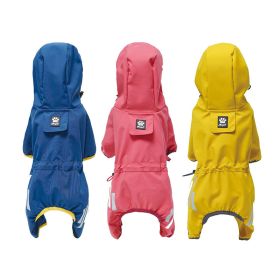 Small dog raincoat; body full surrounding; waterproof poncho pet clothes; with tow holes in the back (colour: Rose red, size: L (recommended weight 6-9 jin))