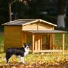47.2 ' Large Wooden Dog House Outdoor;  Outdoor & Indoor Dog Crate;  Cabin Style;  With Porch;  2 Doors