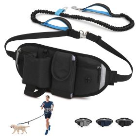 Hands Free Dog Leash with Waist Bag for Walking Small Medium Large Dogs;  Reflective Bungee Leash with Car Seatbelt Buckle and Dual Padded Handles;  A (Color: Black, Leash: 1 dog)