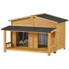47.2 ' Large Wooden Dog House Outdoor;  Outdoor & Indoor Dog Crate;  Cabin Style;  With Porch;  2 Doors