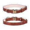 Leather dog collar; Leather Dog Collar Soft Padded Breathable Adjustable Tactical Pet Collar with Durable Metal Buckle for Small Medium Large Dogs