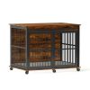 Furniture dog crate sliding iron door dog crate with mat. (Rustic Brown,43.7''W x 30''D x 33.7''H).