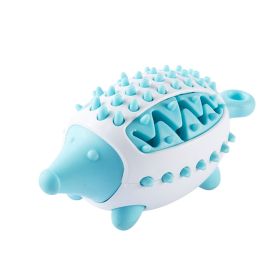 Phedgehog Shape Dog Toy Leaking Food Toys For Small Large Dogs Cat Chewing Toys Pet Tooth Cleaning Indestructible Puppy Toys Ball Molar Tooth Cleaning (Color: Blue)